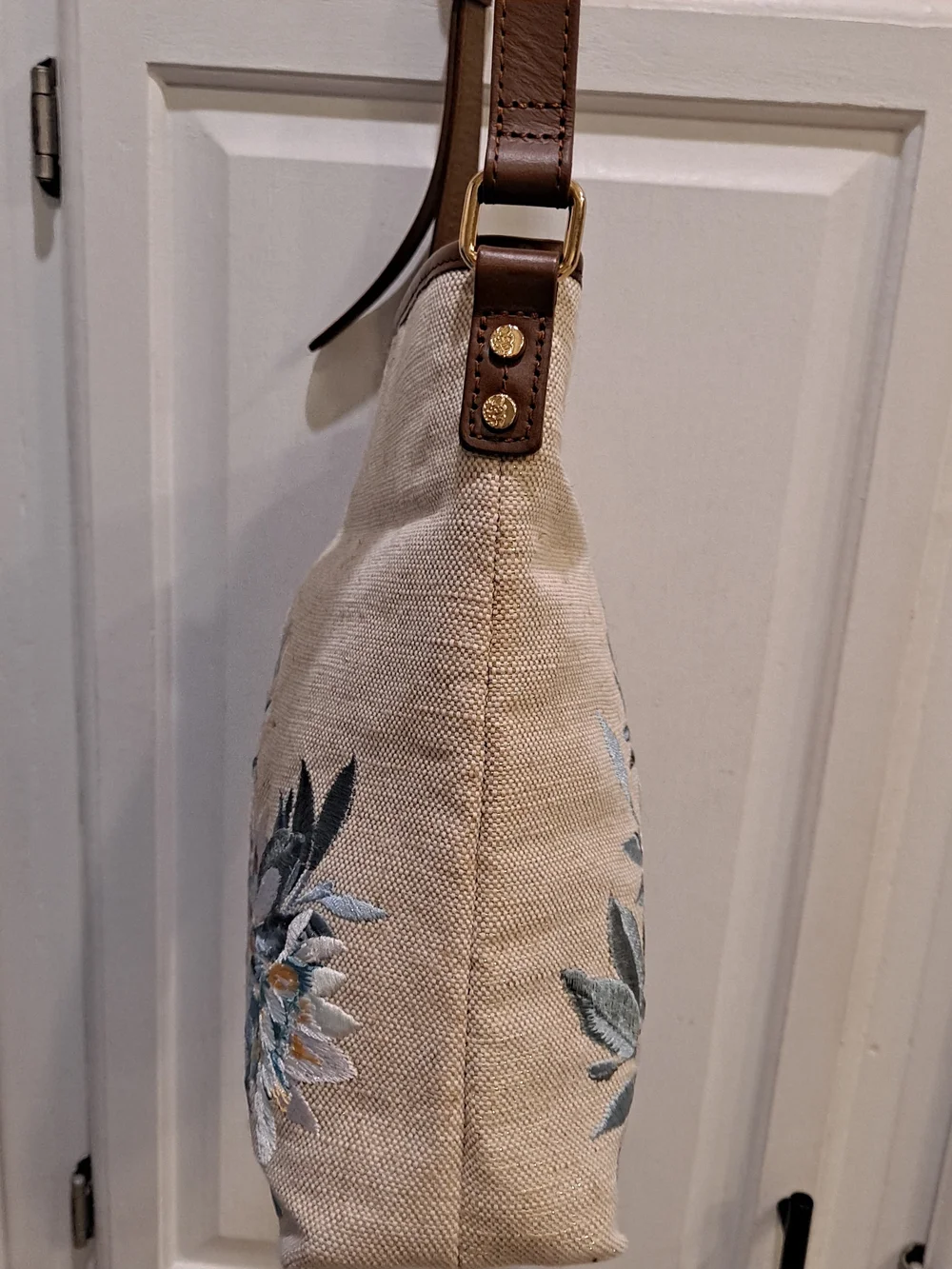 Tommy Bahama Jute Cotton Linen Crossbody Bag Floral Embroidery Tropical LNWOT